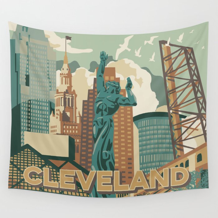 Cleveland City Scape Wall Tapestry