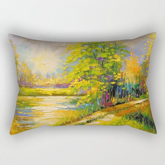At sunset by the river Rectangular Pillow