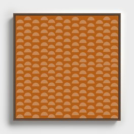 Retro modern midcentury geometric pattern in  Brown  Framed Canvas
