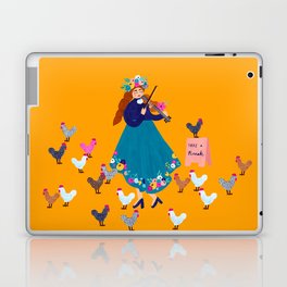 Girl Serenading Chickens Laptop Skin