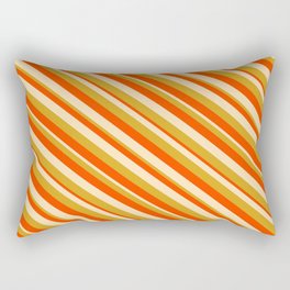 [ Thumbnail: Red, Beige, and Goldenrod Colored Lined Pattern Rectangular Pillow ]
