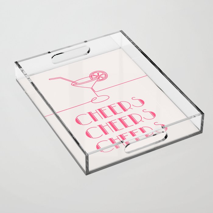 Cheers Cocktail (Pink) Acrylic Tray