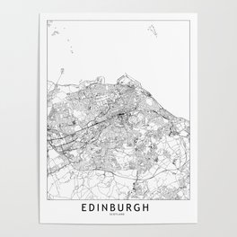 Edinburgh White Map Poster