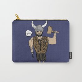 Viking Joe Carry-All Pouch | Digital, Funny, Illustration, Tough, Vikinghorns, Drawing, Graphite, People, Vikinghat, Popart 