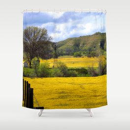 Field of Poppies And Windmill Shower Curtain