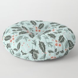 Holly Days . Aqua Floor Pillow