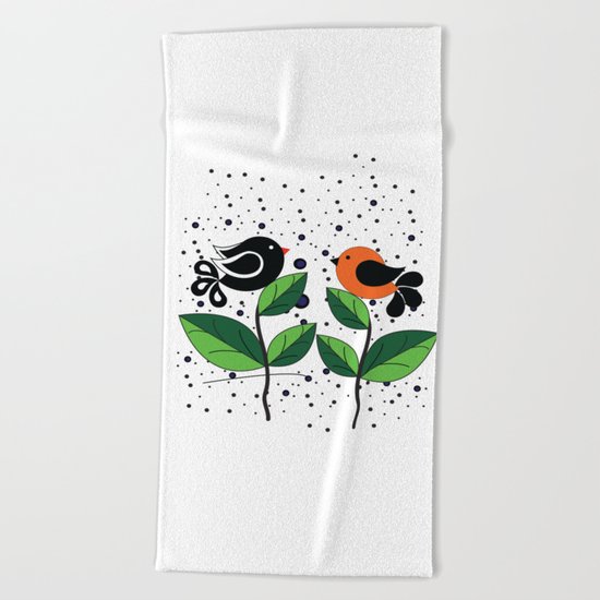 cute bird Beach Towel