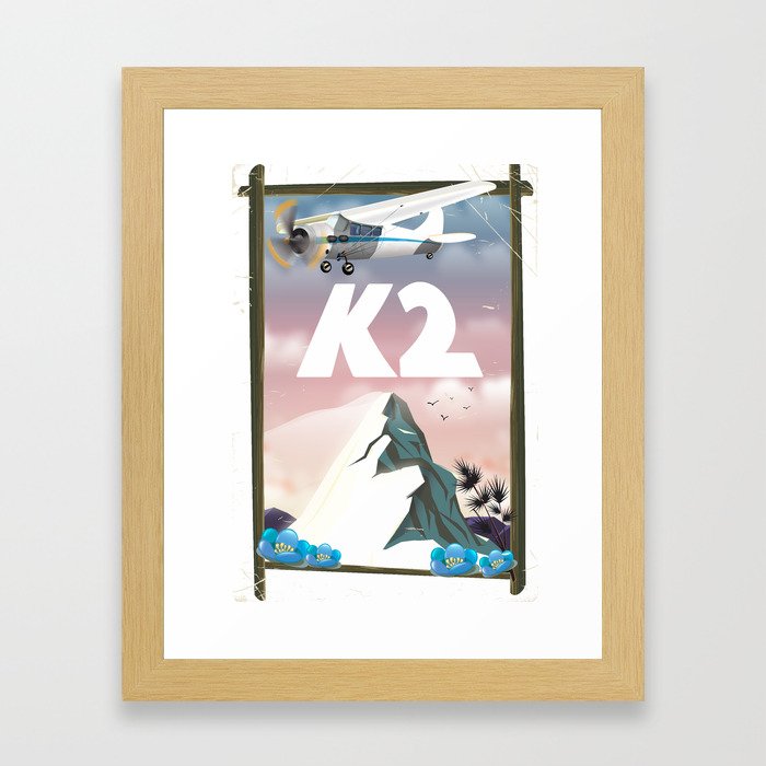 K2 Mountain travel poster. Framed Art Print