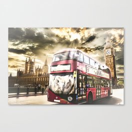 London bus and the houses of parliament  Canvas Print