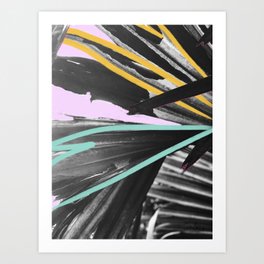 Fan Service I - Tropical Palm Leaves Modern Mixed Media Photography Illustration Art Print