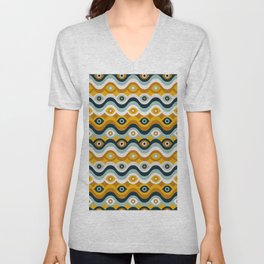 Psychedelic Eye Melt – Yellow & Teal V Neck T Shirt