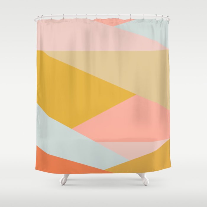 Geometric Abstraction in Soft Earth Tones Shower Curtain