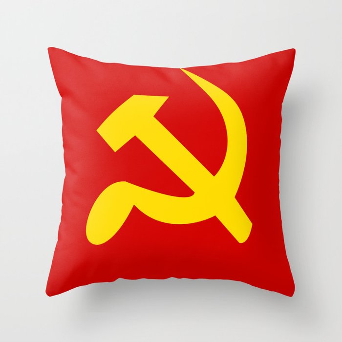 Soviet Union Hammer and Sickle Communist flag. Throw Pillow