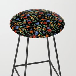 Red, blue and orange flower collection black background Bar Stool