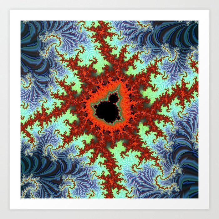 Blue and Red Mandelbrot Fractal Art Print