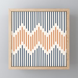 Geometric Arrow Lines 2 in Navy Blue Orange Framed Mini Art Print