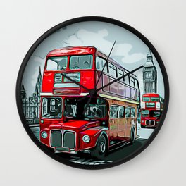 Double-decker Bus Double Floor Driving Right Anglophone Ideology Wall Clock