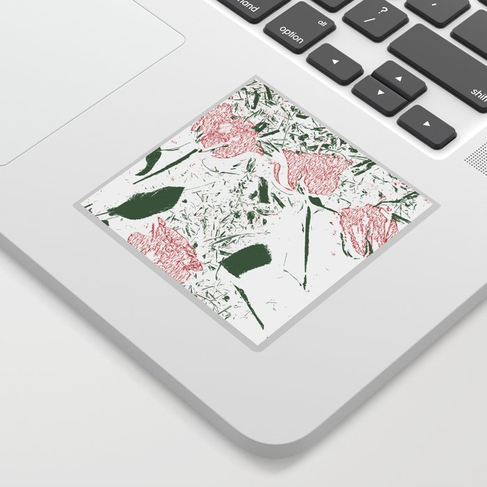 Roses and Stems Lino Print Sticker