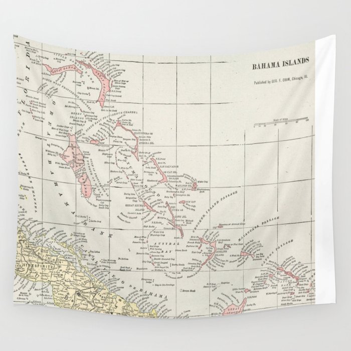 Vintage Map of The Bahamas (1901) Wall Tapestry by BravuraMedia  Society6