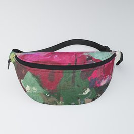 Reds, Greens and Carmine Floral Patchwork Expressionism Fanny Pack