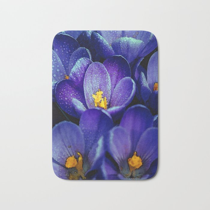 Purple Crocus Flower Market  Bath Mat