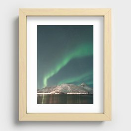 Northern Lights in the Kaldfjord | Winter Night in Norway Art Print | Astro Landscape Travel Photography Recessed Framed Print