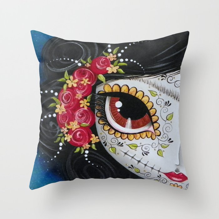 Frida Day Of The Dead Throw Pillow