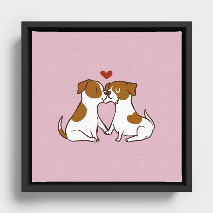 Jack Russell Terrier Kisses Framed Canvas