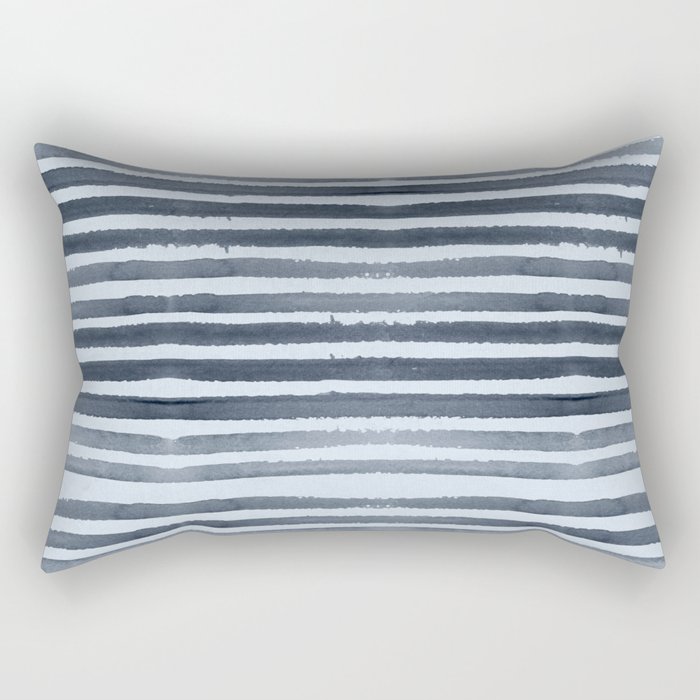 Simply Shibori Stripes Indigo Blue on Sky Blue Rectangular Pillow