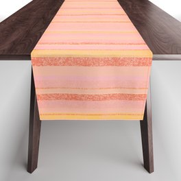 Textured Summer Stripes Pink Orange Yellow Table Runner