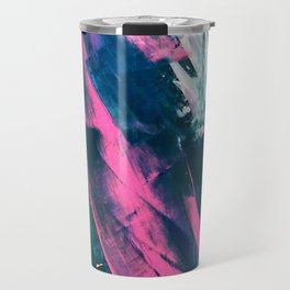 Wild [4]: a bold, vibrant abstract minimal piece in teal and neon pink Travel Mug