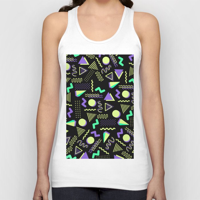 Geometrical Retro Lime Green Neon Purple 80 S Abstract Pattern Tank Top By Pink Water Society6