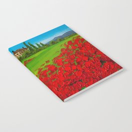 Tuscany red poppy fields Notebook