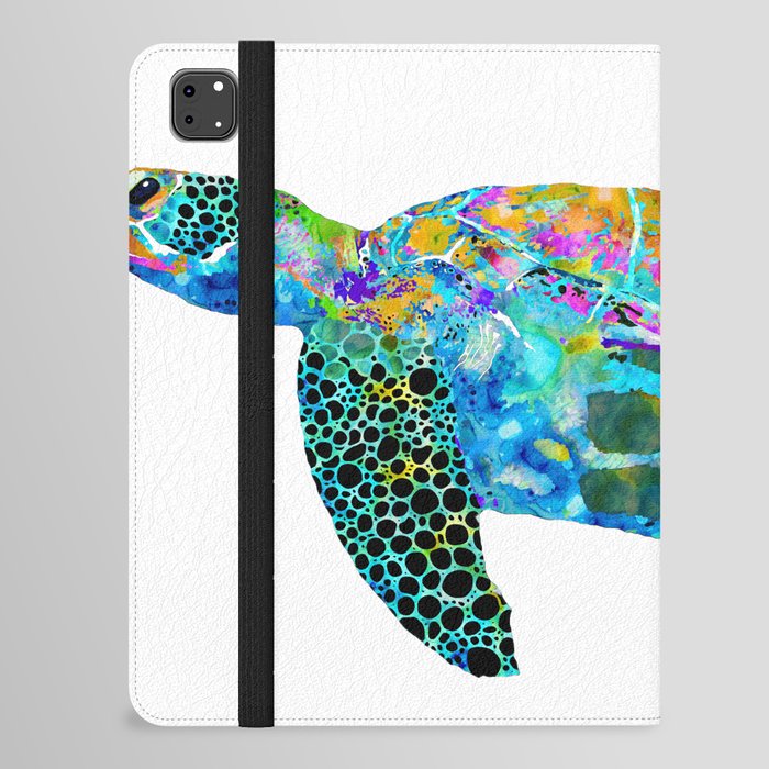 Colorful Sea Turtle - Beachy Beach Art - Sharon Cummings iPad Folio Case