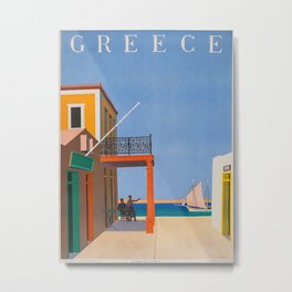 Greece Midcentury Modern Vintage Travel Poster Minimal Style Metal Print | Modern, Acrylic, Midcentury, Ink, Graphicdesign, Greece, Poster, Minimalstyle, Vintage, Digital 