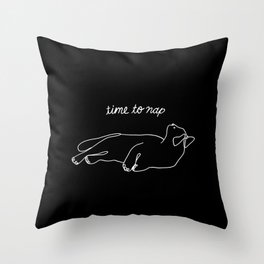 time to nap, sleepy cat - white Throw Pillow