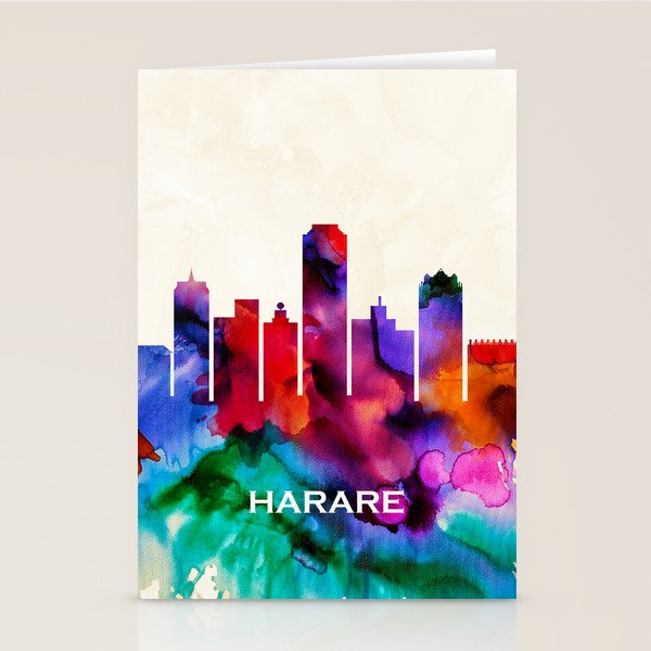 Harare Skyline Stationery Cards by NextWay Art Society6