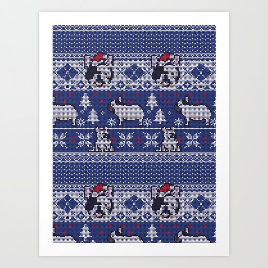 Christmas Frenchie Art Print