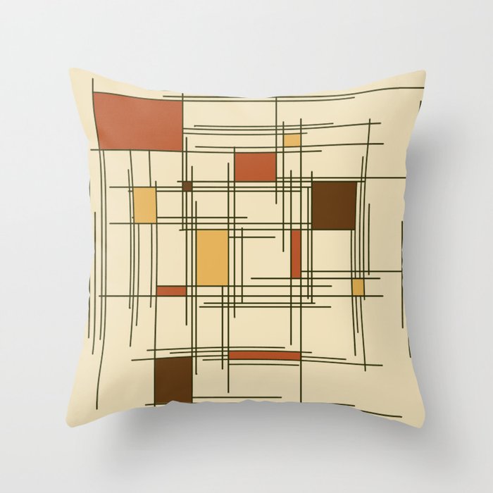 1940s Abstract Art Lines Throw Pillow