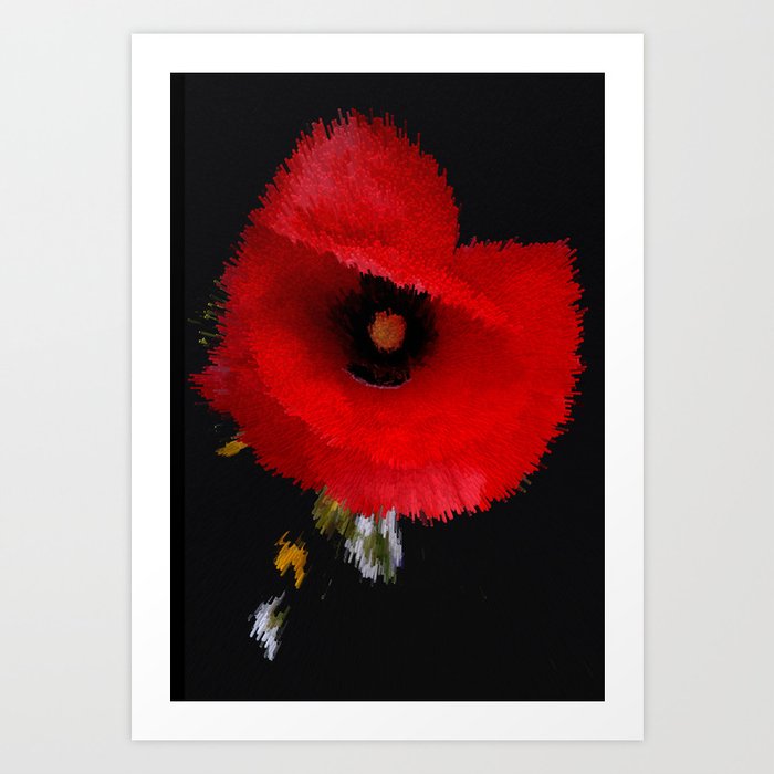 Red poppy explosion pixel art Art Print
