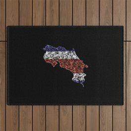 Map of Costa Rica, Polygonal mesh line map, flag map Outdoor Rug