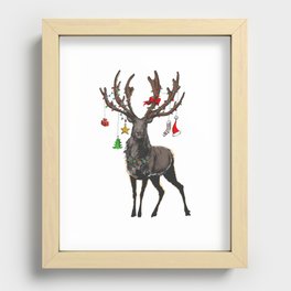Christmas market gift reindeer shirt Recessed Framed Print