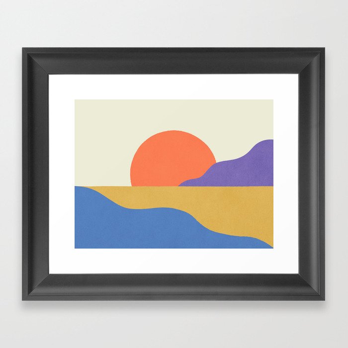 Sunset Island - Vibrant Colors Framed Art Print