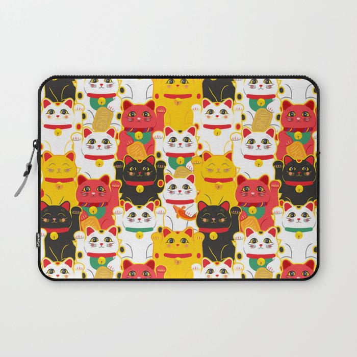 Maneki Neko Japanese Lucky Cat Pattern Laptop Sleeve