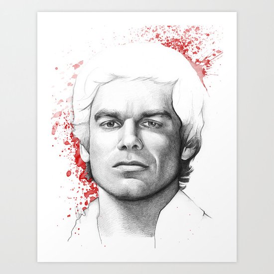 Dexter Morgan Portrait, Blood Splatters Art Print
