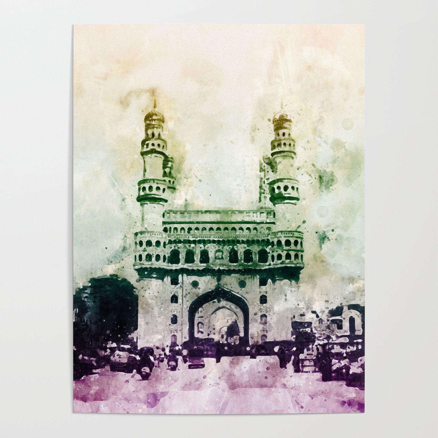 Master Art Print Charminar “Mosque of Four Minarets” Monument 12in x 18in Inc. Hyderabad Deuskar c.1930 Pacifica Island Art See India India Vintage World Travel Poster by C.D