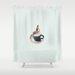 Swimming in coffee Shower Curtain