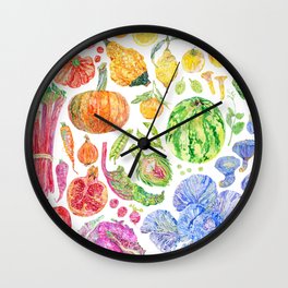 Rainbow of Fruits and Vegetables Wall Clock
