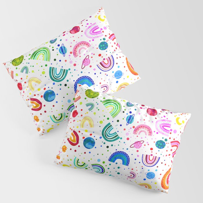 Rainbow Outer Space White Pillow Sham