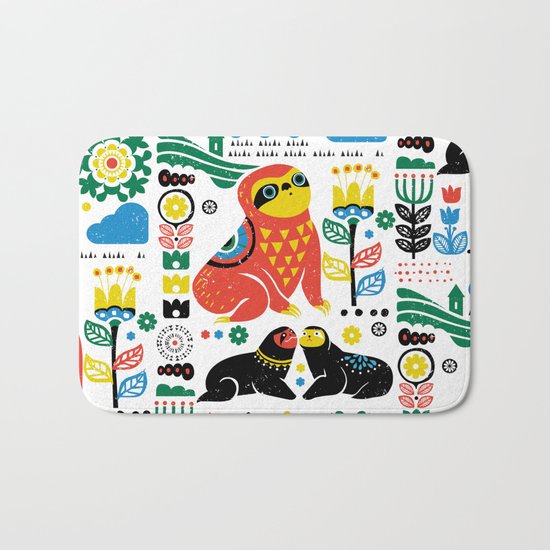 Scandinavian Sloths Bath Mat